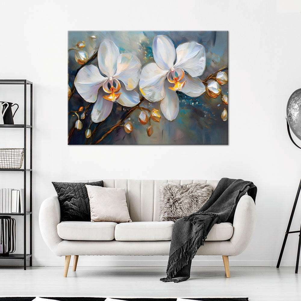 WANDBILD orchideen weiße blumen - Weiß, Textil (60/40cm) - Feeby
