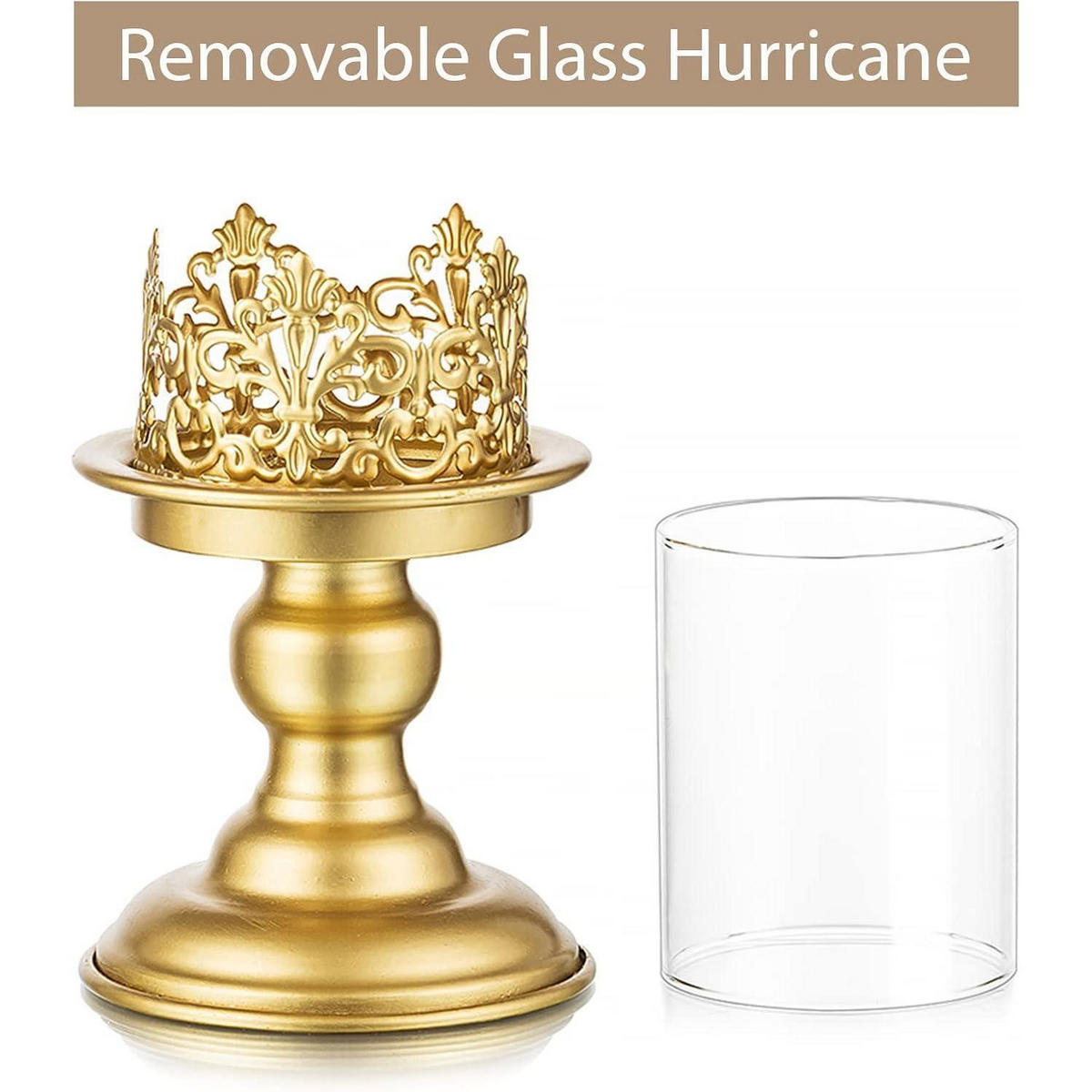 KERZENSTÄNDER 2-teiliges Set Gold Metall mit Glas - Goldfarben, Metall (11.5/20.5/11.5cm)
