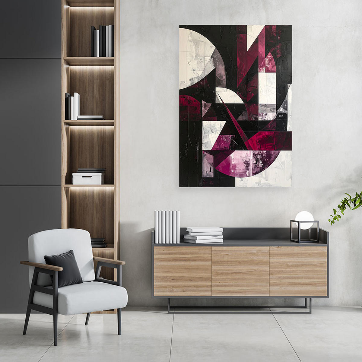 LEINWANDBILD 3D und geometrisch 80x120cm - Rot, Textil (80/120cm) - Feeby