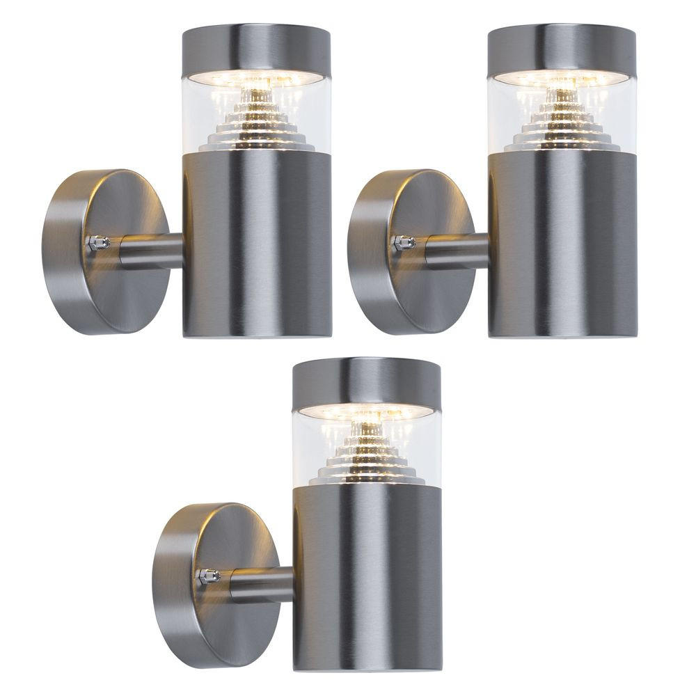 LED AUSSEN-WANDLEUCHTE Edelstahl Schwarz 3er Set - Schwarz, Metall (14/15.5/7.6cm)
