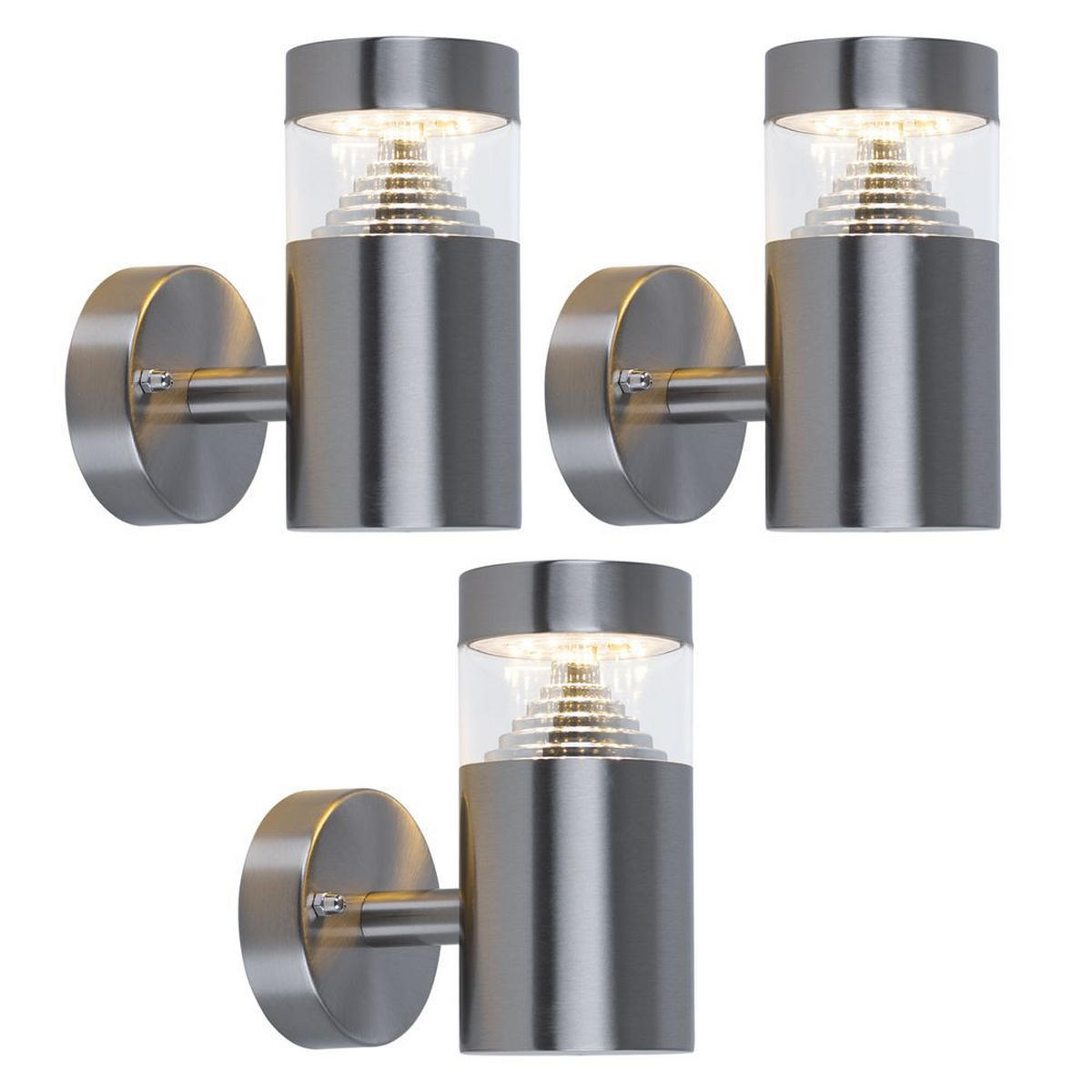 LED AUSSEN-WANDLEUCHTE Edelstahl Schwarz 3er Set - Schwarz, Metall (14/15.5/7.6cm)