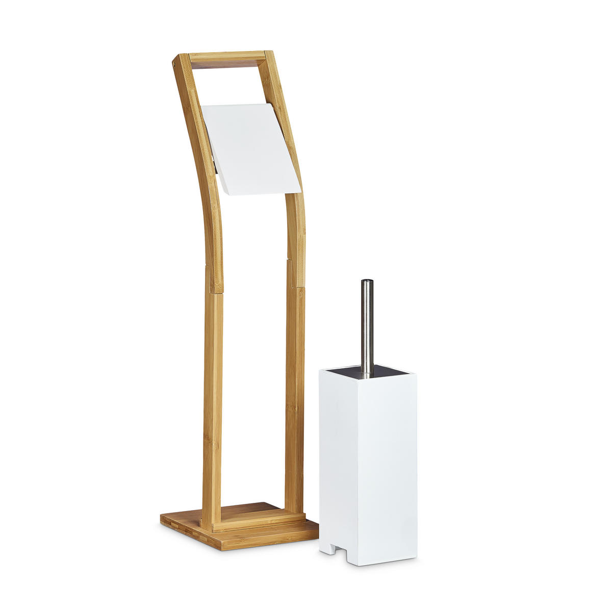 WC Garnitur - Multicolor, Holz/Metall (19/75/19cm) - Relaxdays