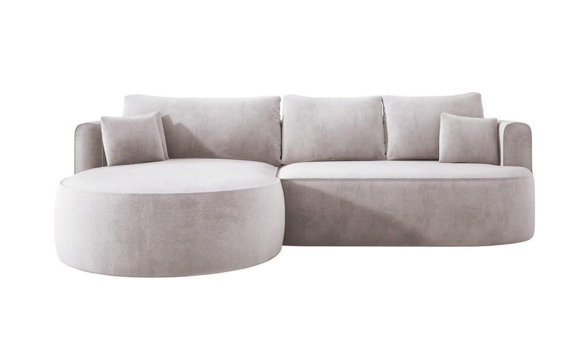 ECKSOFA FIORE L-förm Moderne Ausziehbare Schlaf-Funktion, automatischer Auffaltung, lose Rückenkissen freistehend LINKS 284x183x82cm White - Weiß, Holz/Textil (183/284cm) - DomoHome