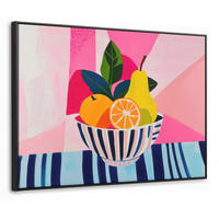 LEINWAND Bilder mit Rahmen - Obst - Abstrakter Hintergrund - Rosa - 80x60 - Pink, Textil (80/60cm) - MuchoWow