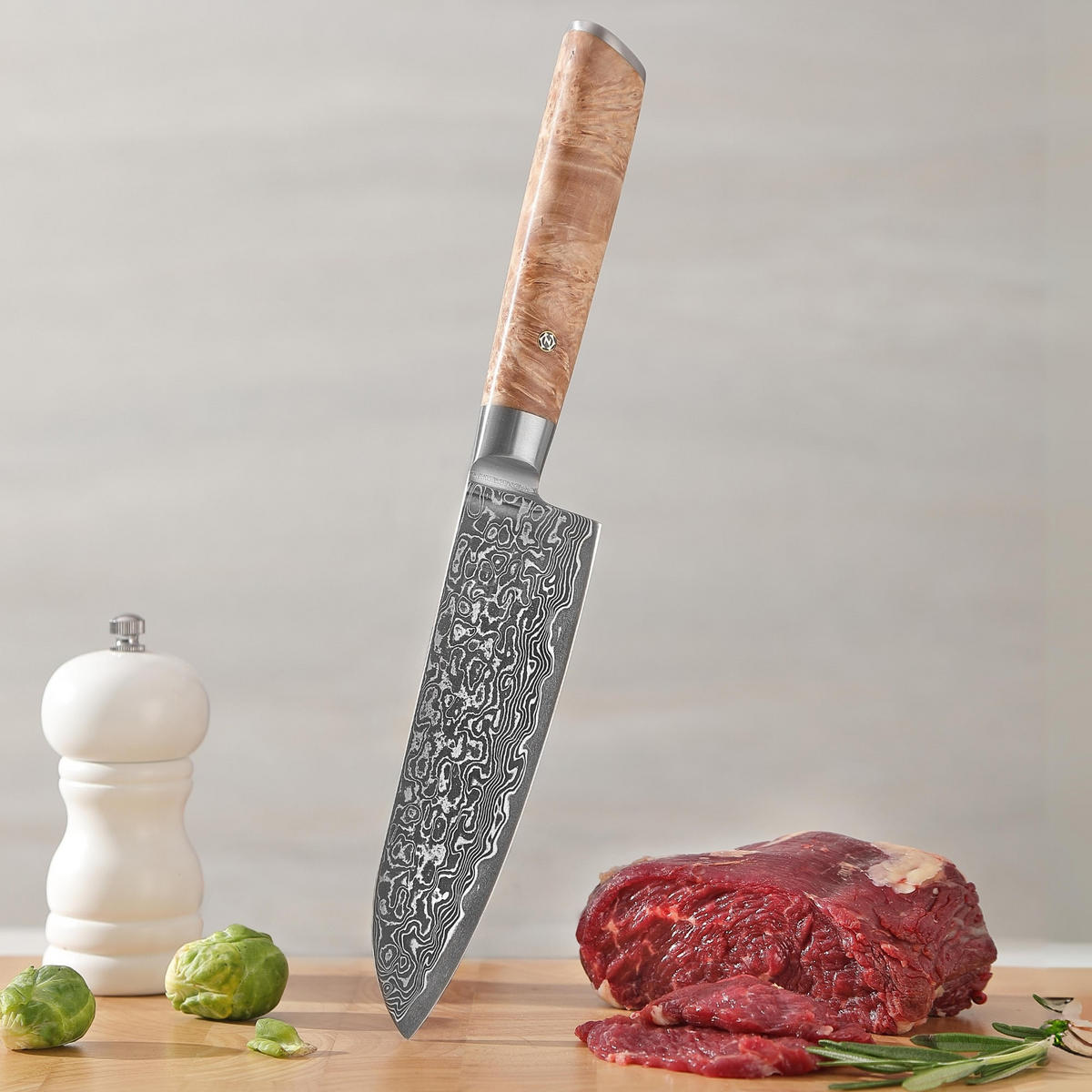 MESSER-SET 4-TEILIG 8–20 cm - Birkefarben, Holz/Metall - Zayiko