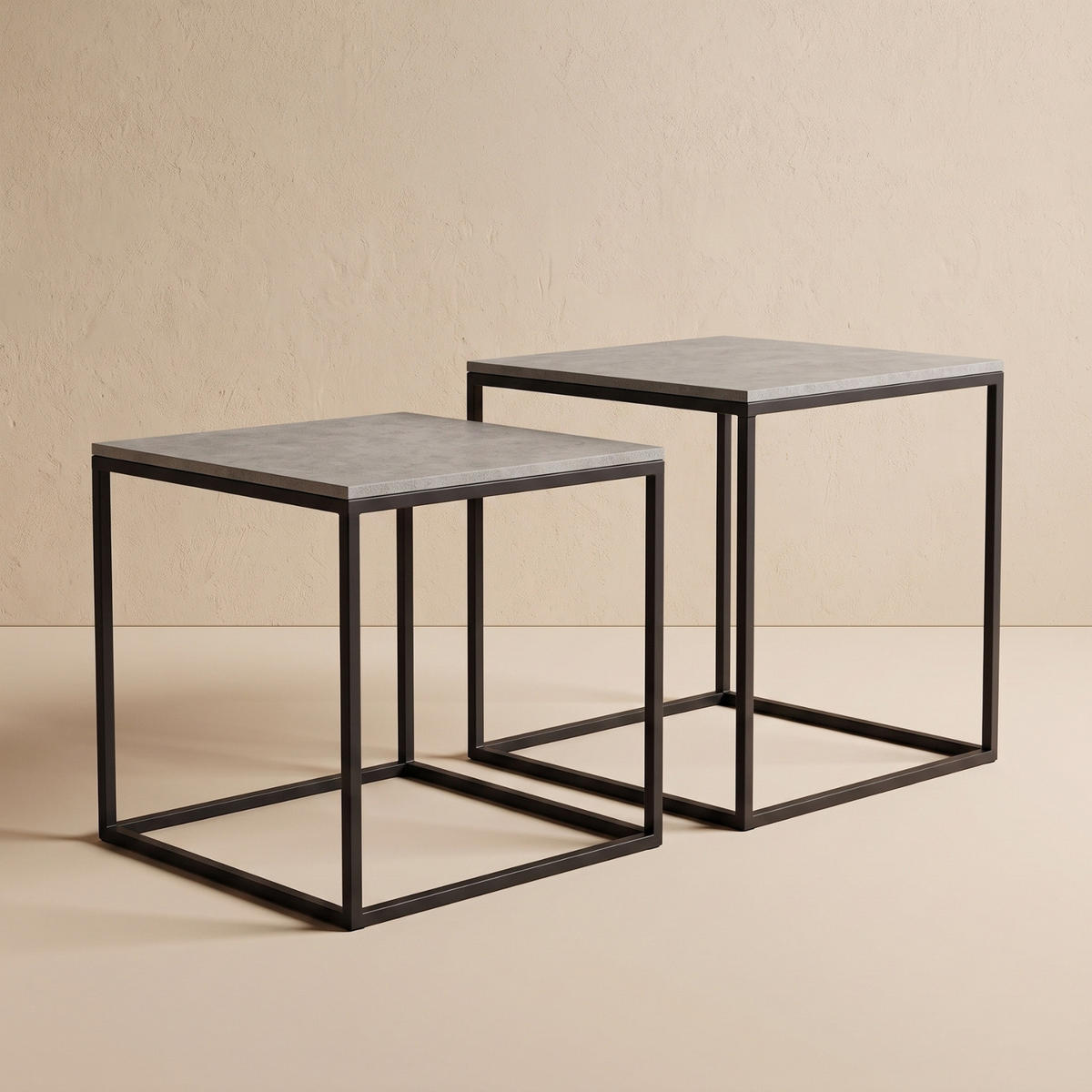 COUCHTISCH 2er-Set quadratisch Schwarz, Grau - Grau, Metall (50/50/50.5cm) - SCENA LIVING
