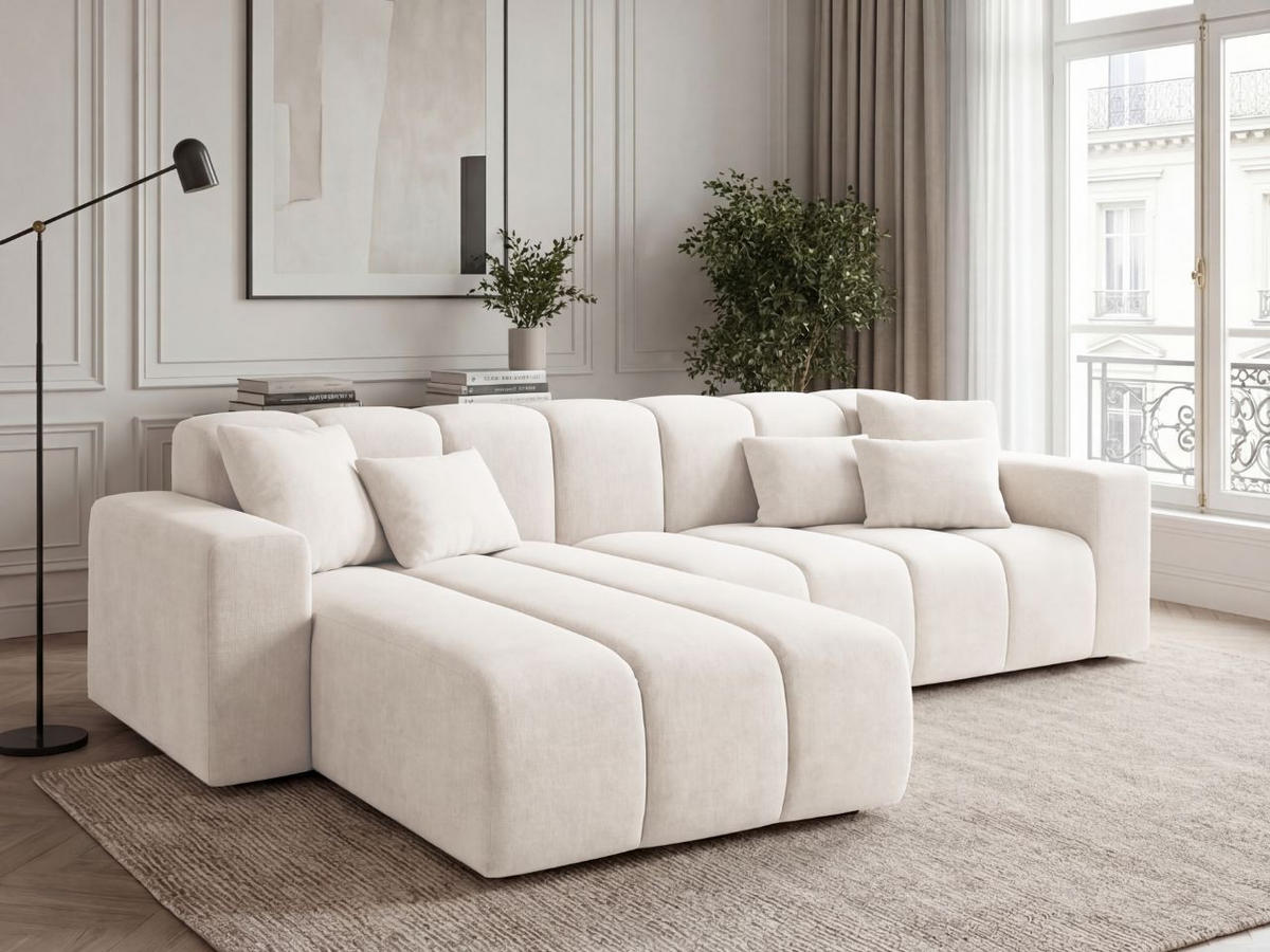 ECKSOFA Nork Creme Links - Creme, Holz/Textil (180/265cm) - Graingold
