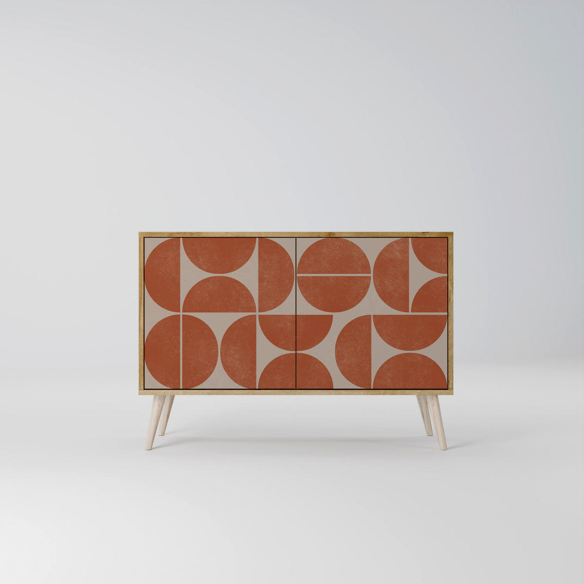 SIDEBOARD REPETITION COMPULSION, Eicheneffekt, 111x42x77,5 cm, 2 Türen - Eichefarben/Buchefarben, Holzwerkstoff/Buchenholz (111/77.5/42cm) - SpaceRebels
