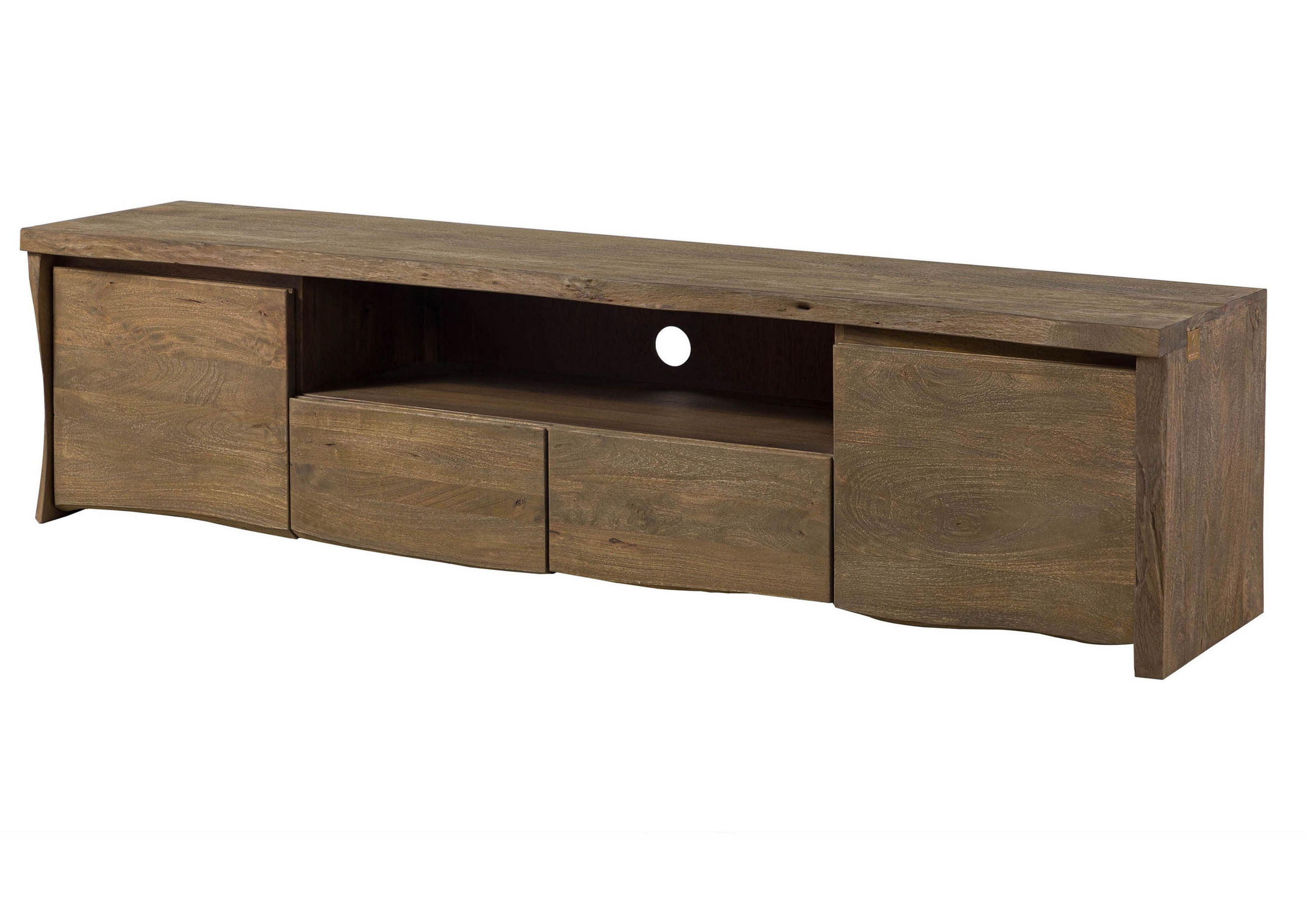 TV-BOARD Mango 200x45x50 braun geölt / sandgestrahlt PURE MANGO #121 - Braun, Holz (45/50/200cm) - Massivmoebel24