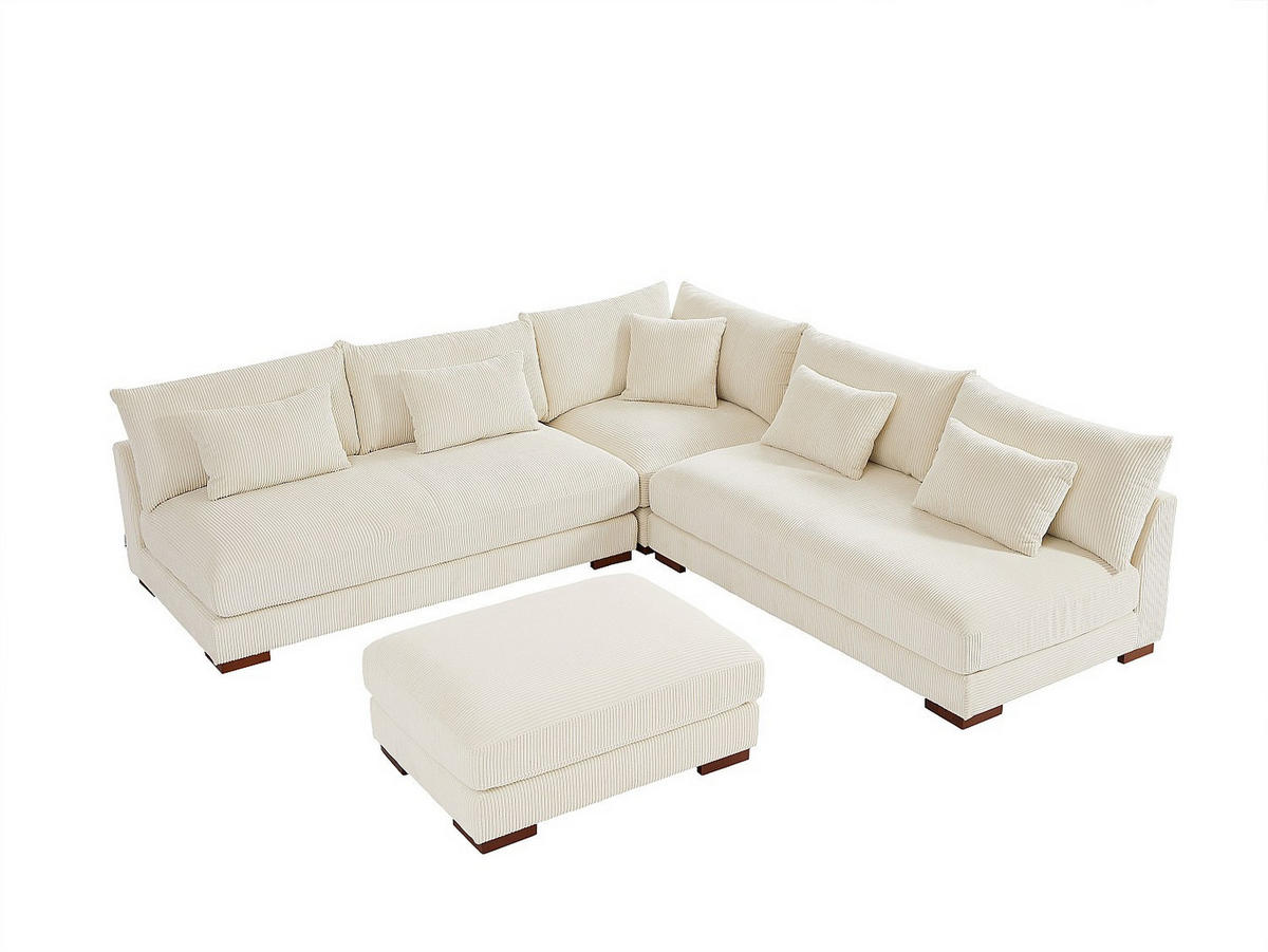 SOFA - 7 Personen - samt - beige Sperone - Beige, Holz/Textil (275/85/275cm) - Vente-Unique