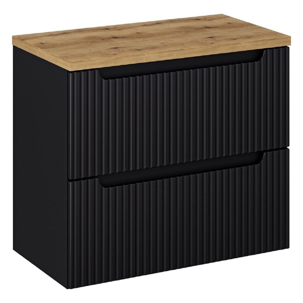 Milaros Markt Waschtischunterschrank Schwarz, Eiche Artisan 80x57x40 cm