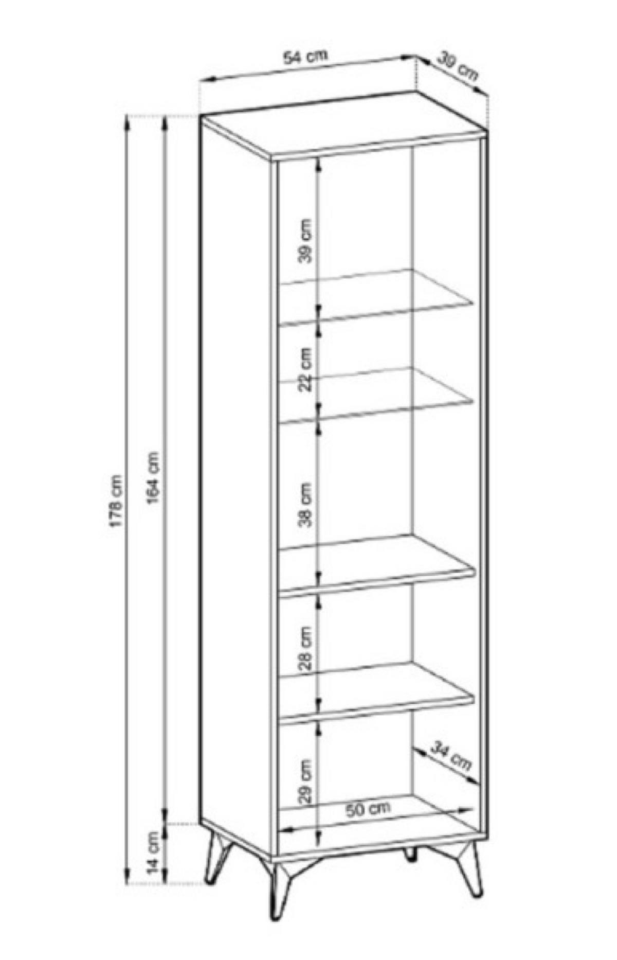 VITRINE Transparent Diamo Geschlossen - Multicolor, Holzwerkstoff (54/178/39cm) - Sepro Meble