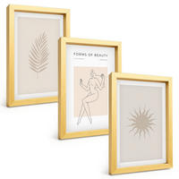 BILDER SET 3er Set - 20x30 cm Goldrahmen - Eine Sammlung minimalistischer Formen - Goldfarben, Kunststoff (20/30cm) - TULUP