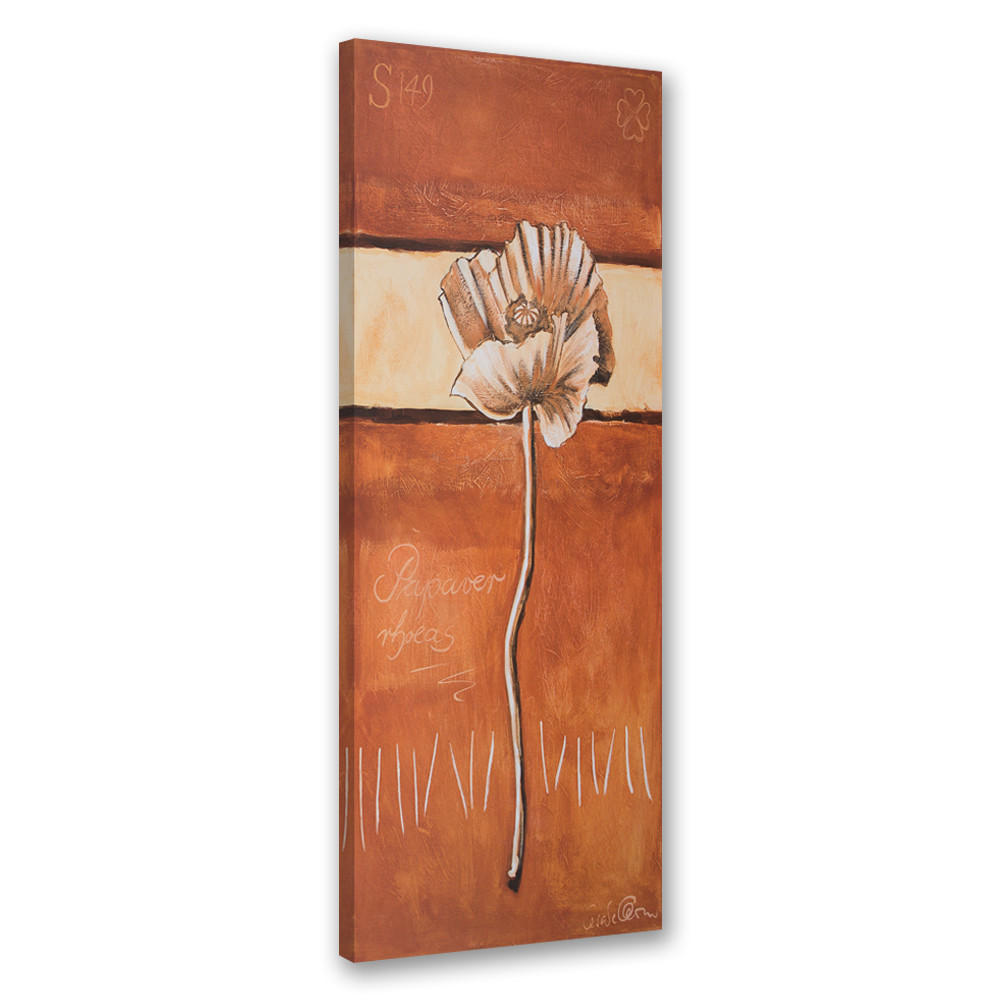 WANDBILD einsamer mohn gemalt - Braun, Textil (30/90cm) - Feeby