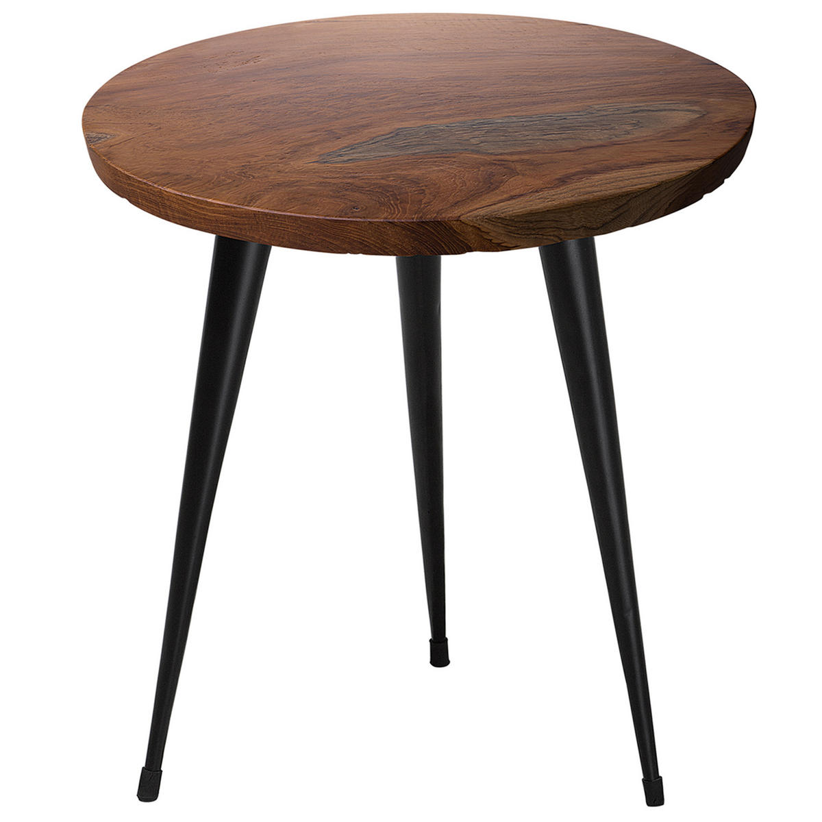 BEISTELLTISCH Teakholz dunkelbraun 45 cm Detah - Dunkelbraun/Schwarz, Holz (45/45/48cm) - Beliani