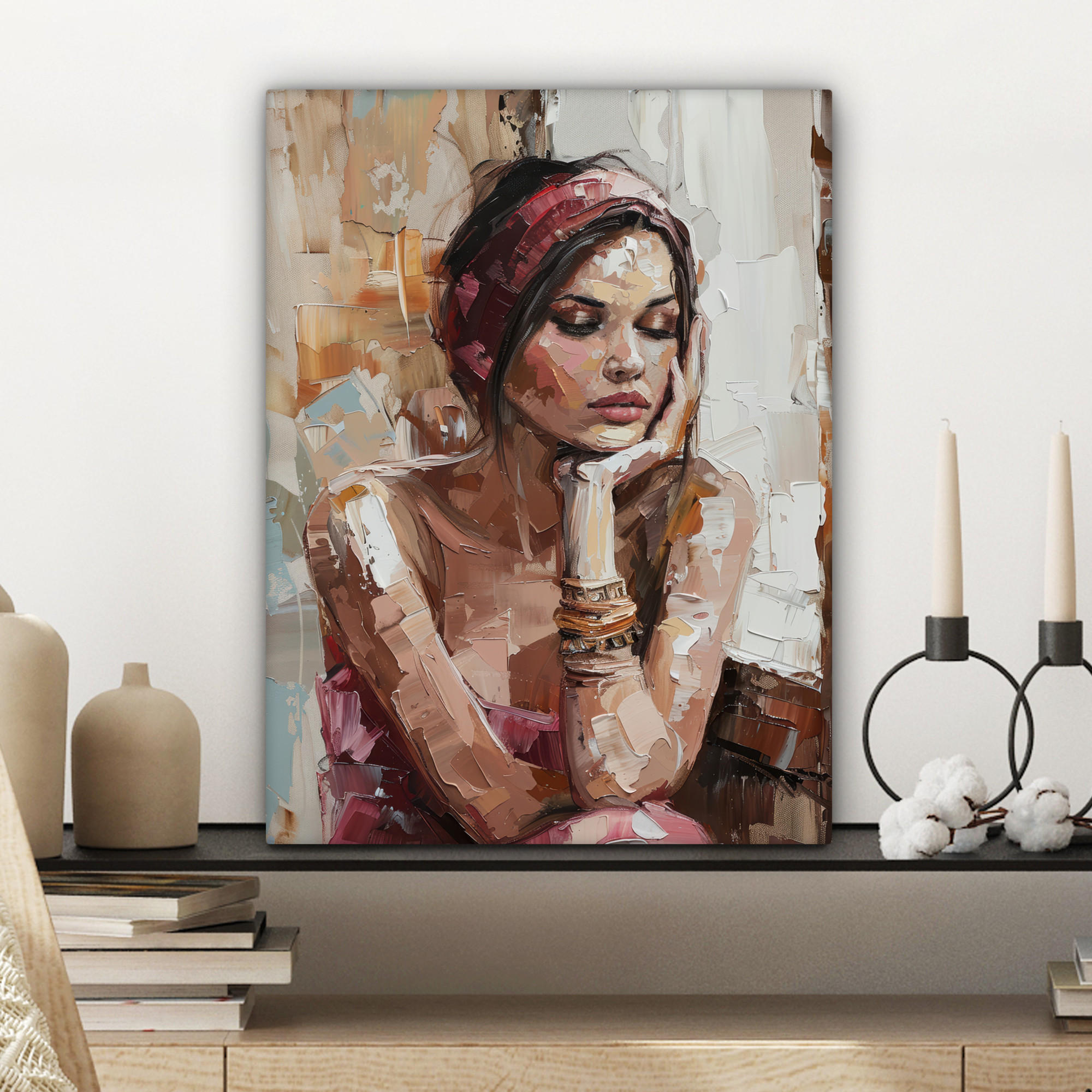 LEINWANDBILD Frau - Lackierung - Porträt - Modern 30x40 cm - Altrosa, Textil (30/40cm) - MuchoWow