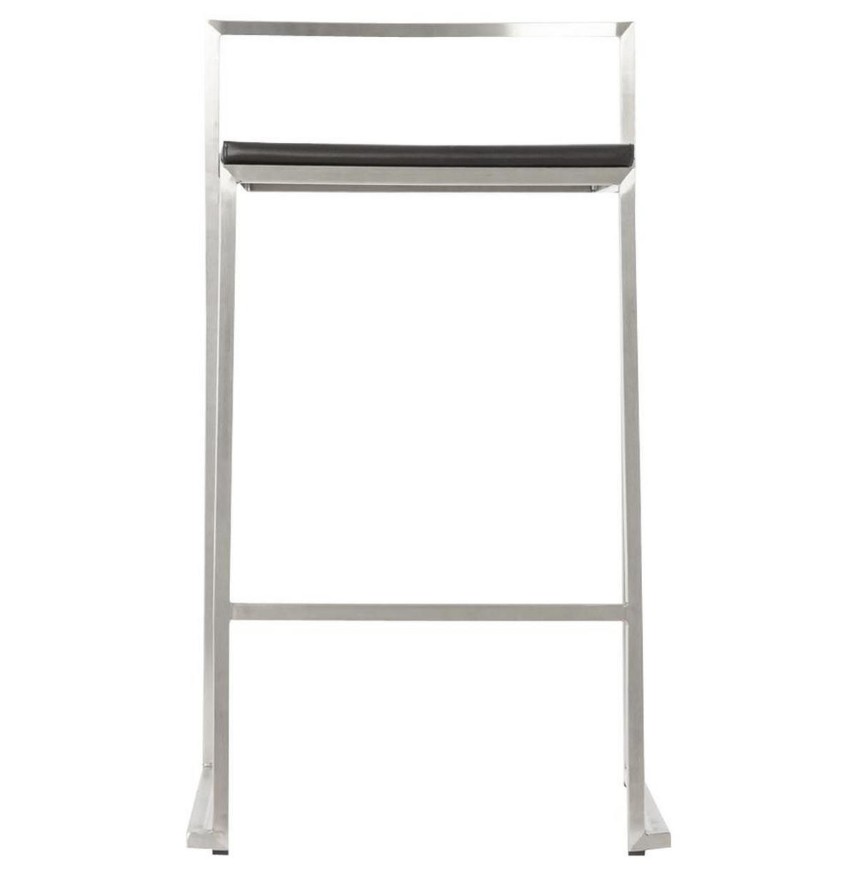 BARHOCKER Kunstleder Stahlrahmen Sitzhöhe 65cm Industrial LEXARIX MINI, Schwarz 44x41x76,5 cm - Silberfarben/Schwarz, Kunststoff/Textil (43/77/41cm) - KADIMA DESIGN