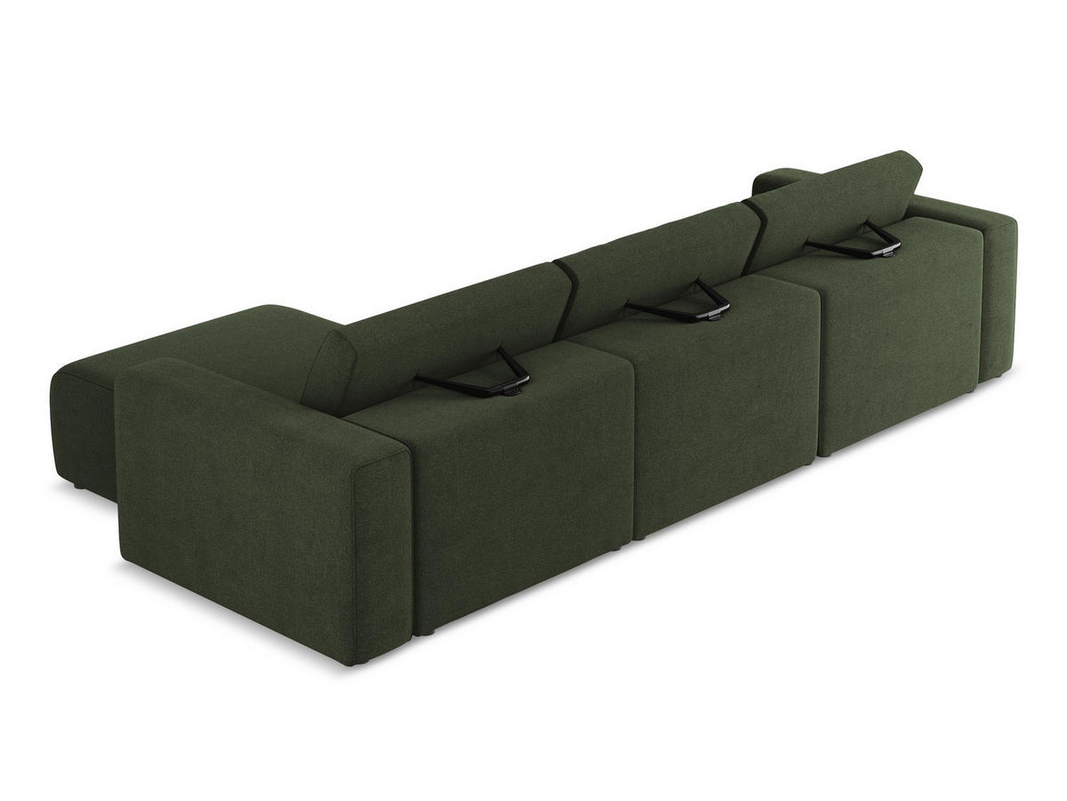 ECKSOFA Links Strukturstoff Stoff Grün - Blau/Schwarz, Kunststoff/Textil (314/167cm) - Makamii