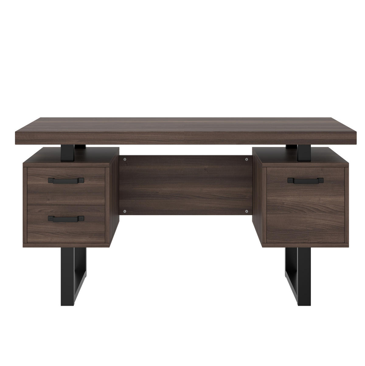 SCHREIBTISCH 135/54 cm mit 2 Schubladen und Ordnerfach in Braun - Dunkelbraun, Holzwerkstoff (135/54/76cm) - BEAOK