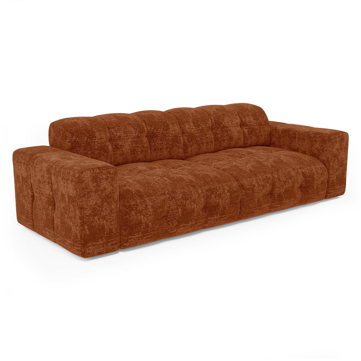 SCHLAFSOFA GERADE geprägter Samt terracotta 230cm - Terra cotta, Textil (230/85/92cm) - Sia Home