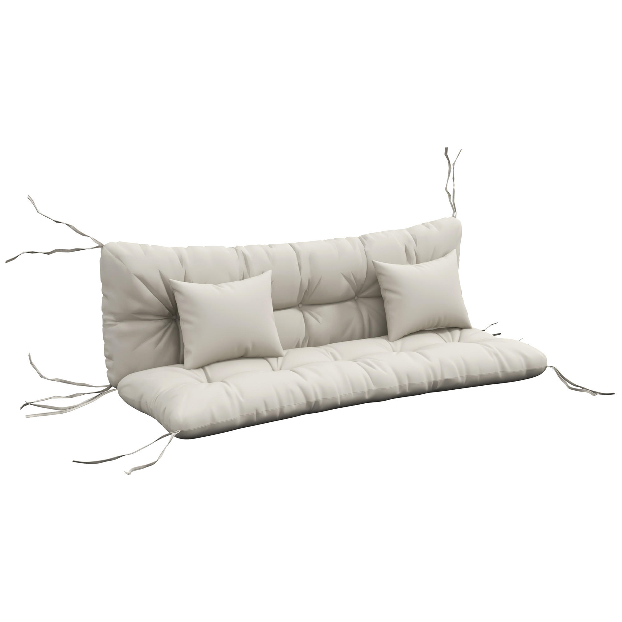 SADA 4 sedacích polštářů z polyesteru a bavlny PP, krémově bílá - krémová, textil (50/12/150cm) - Outsunny