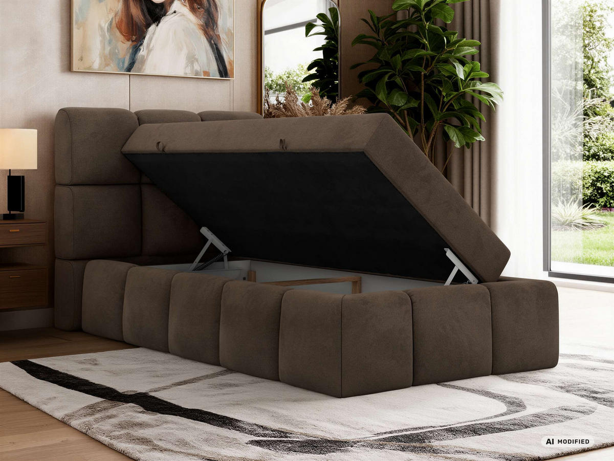 BOXBETT NIRA 90/200 - Braun Velvet - Topper T25 - H4 - Schwarz/Braun, Kunststoff/Textil (90/200cm) - MKS