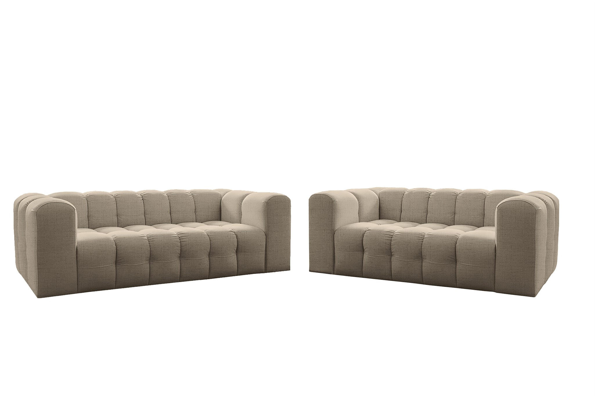 SOFASET Solvie 3-4 In Moly - Beige, Holzwerkstoff/Textil (250/75/106cm) - Fun Möbel