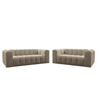 SOFASET Solvie 3-4 In Moly - Beige, Holzwerkstoff/Textil (250/75/106cm) - Fun Möbel
