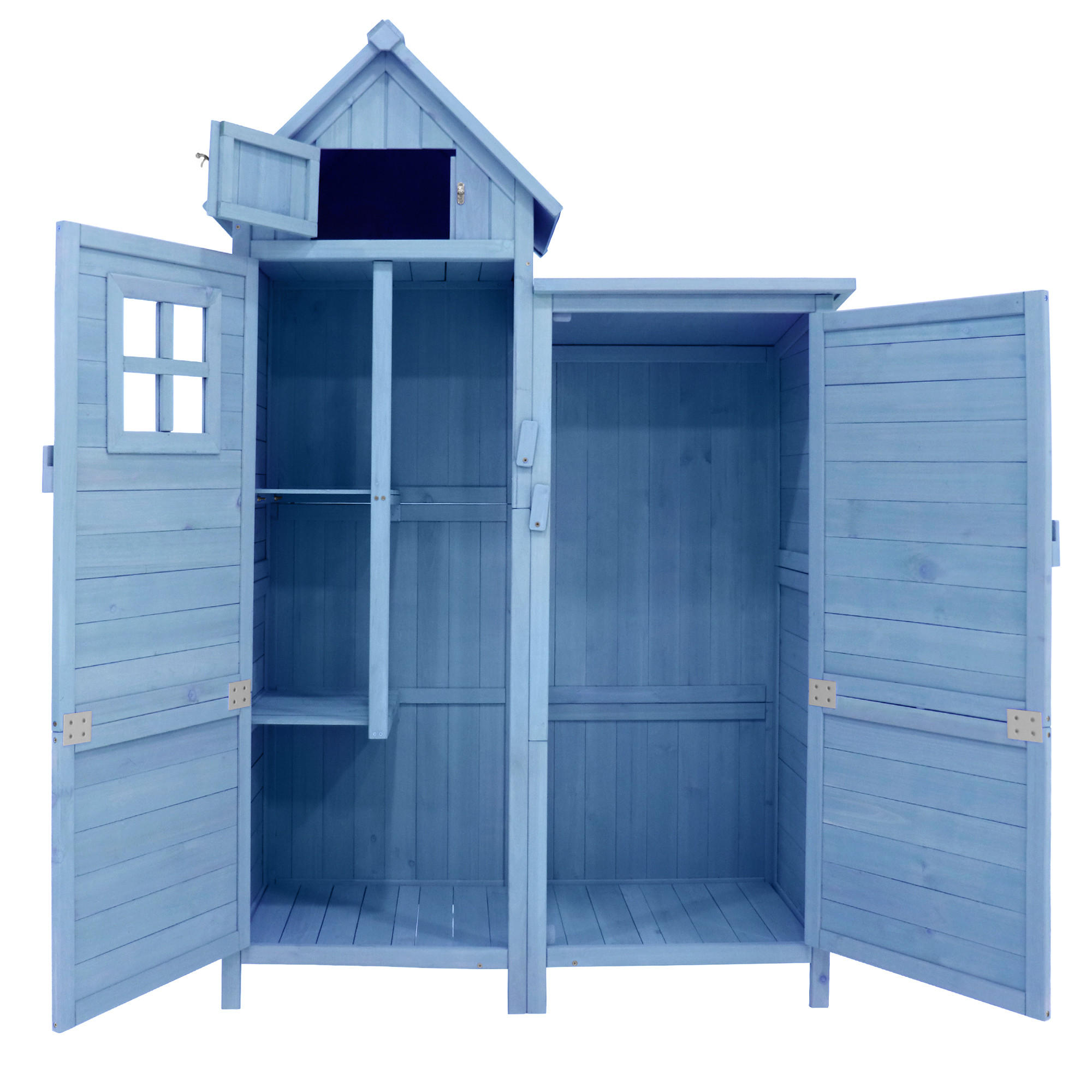GERÄTEHAUS 118x54x173cm Blau Wetterfest Mit PVC-Dach - Blau, Holzwerkstoff (54/173/118cm) - FLIEKS