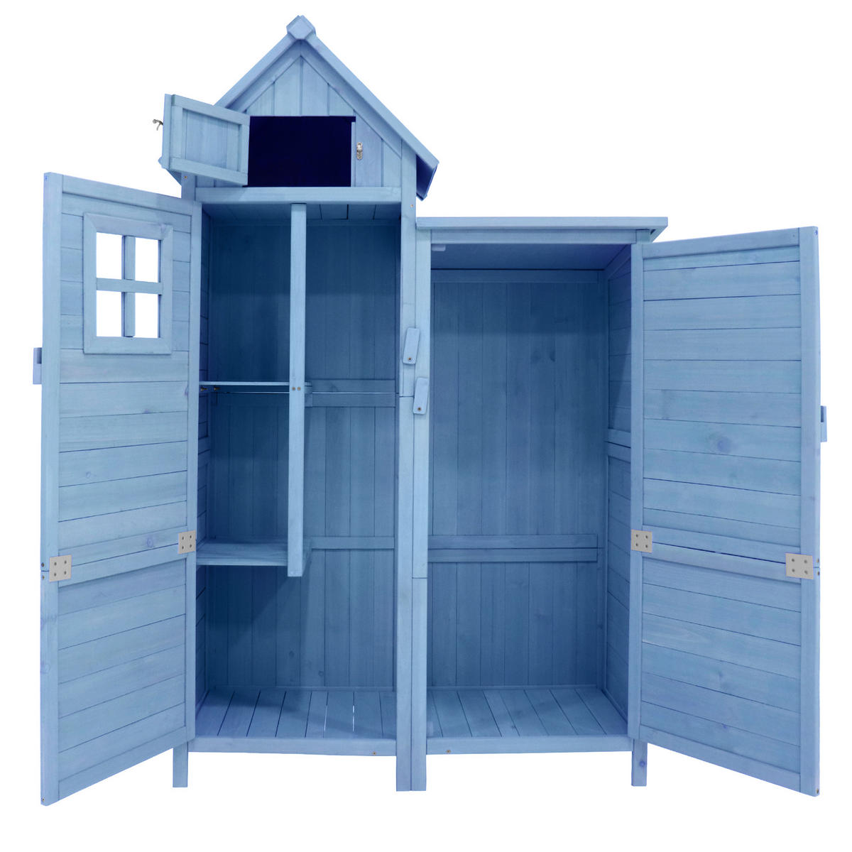 GERÄTEHAUS 118x54x173cm Blau Wetterfest Mit PVC-Dach - Blau, Holzwerkstoff (54/173/118cm) - FLIEKS