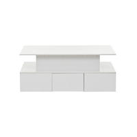 COUCHTISCH 100/50/40 cm weiß aus MDF mit Liftfunktion LED und 4 Schubladen - Weiß, Holzwerkstoff (100/50/40cm) - OKWISH