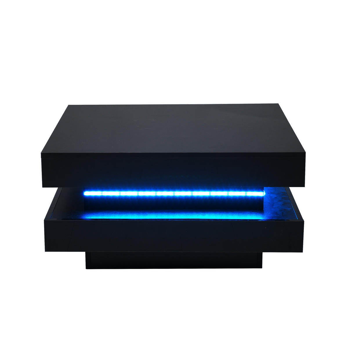 COUCHTISCH 70/70/36 cm mit LED-Beleuchtung, Bluetooth-App-Steuerung und Hochglanz-Oberfläche, Schwarz - Schwarz, Holzwerkstoff (70/70/36cm) - Redom