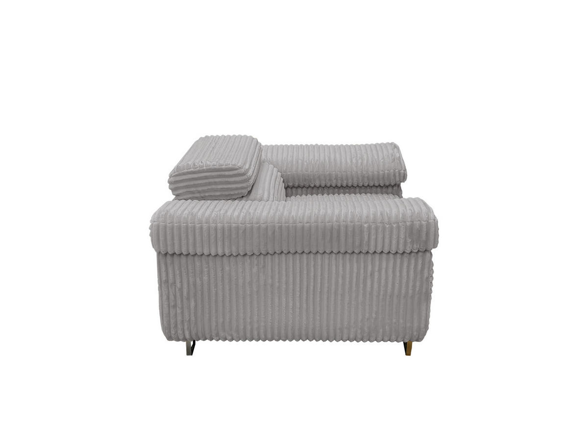 GUSTAW Sitzgarnitur 3+2+1, Schlafsofa 3-Sitzer, Cordbezug Hellgrau - Hellgrau, Textil (225/92/101cm) - KS Home Concept