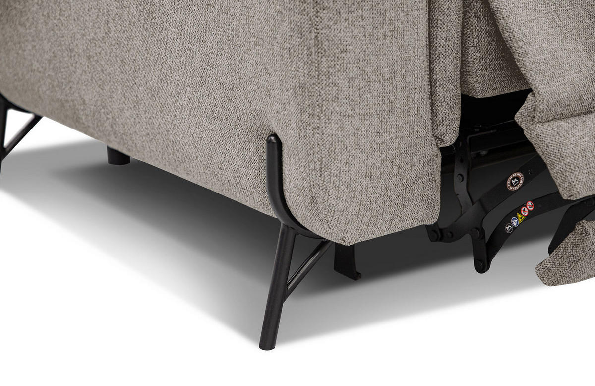 SOFA AVENA 3-Sitzer mit 2 Relaxfunktionen, taupe - Taupe, Holzwerkstoff/Textil (204/80/108cm) - Courtois Laville
