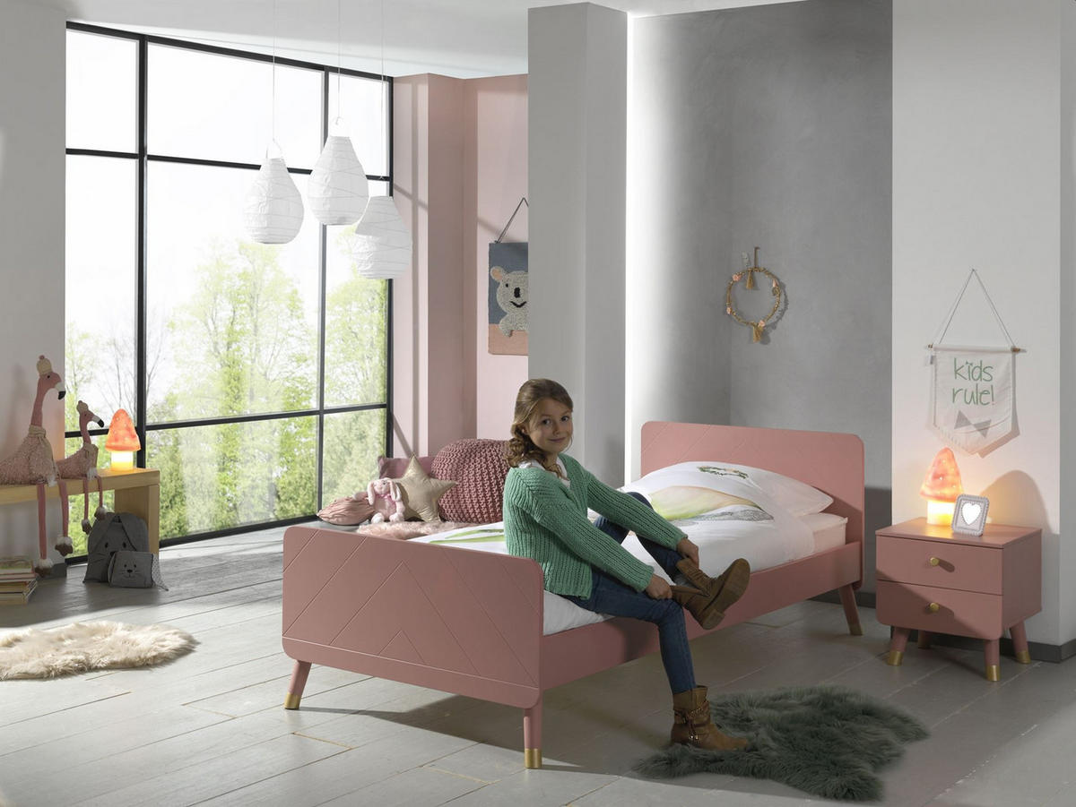 EINZELBETT Kamillah 204x74x95 aus MDF in Terra Rosa - Rosa, Holzwerkstoff (90/200cm) - 58aufmkessel