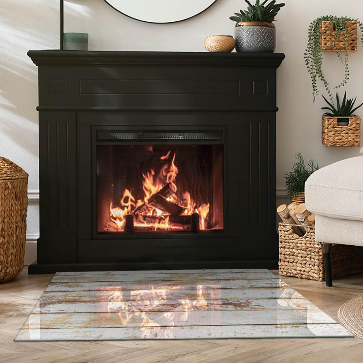 GLASPLATTE für Kamin 100x70 cm Weiß - Weiß, Glas (100/70/0.4cm) - ArtPrintCave