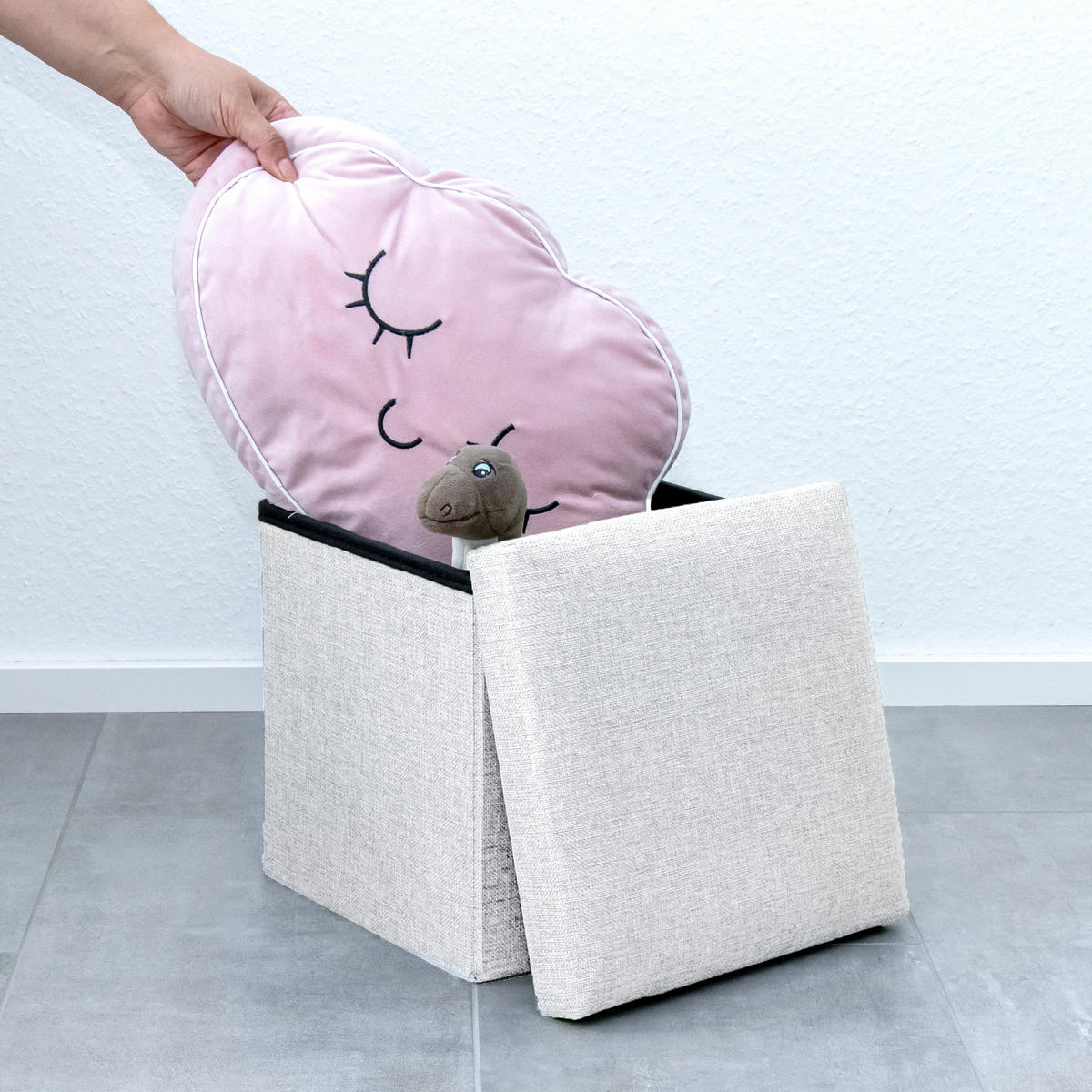 SITZWÜRFEL Faltbar 30/30/30 cm (Weiß) - Weiß, Textil (30/30/30cm) - Intirilife