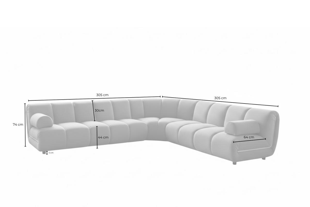 MODULSOFA LAYLA Taupe Velvet - Taupe/Schwarz, Buchenholz/Textil (305/305cm) - KAWOLA