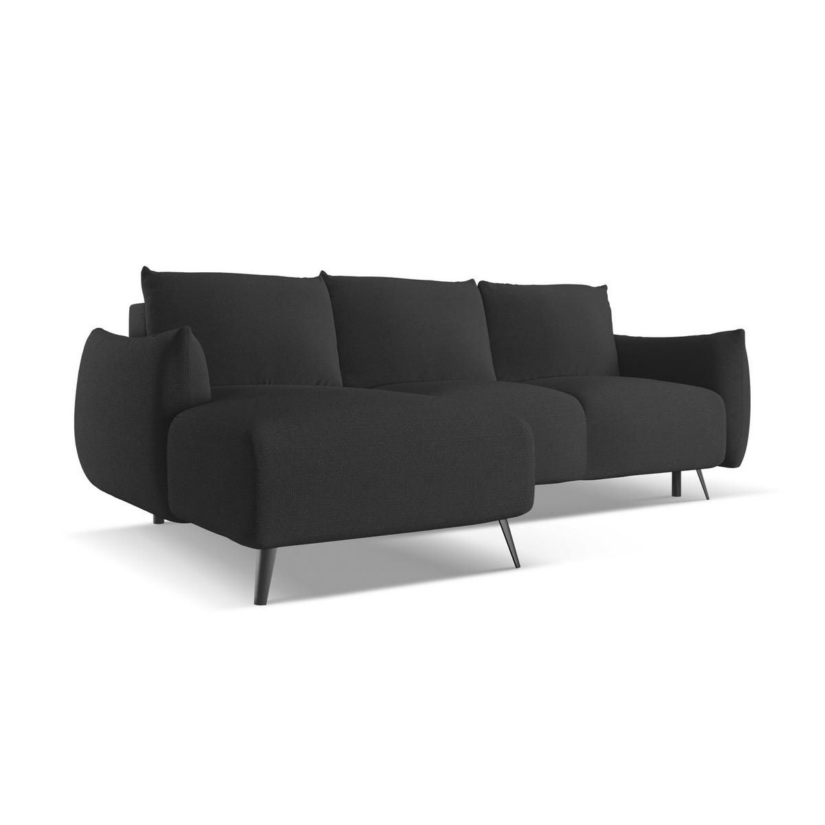 ECKSOFA mit Schlaffunktion Chenille Stoff Schwarz - Anthrazit/Schwarz, Textil/Metall (162/242cm) - LaMiaSofa