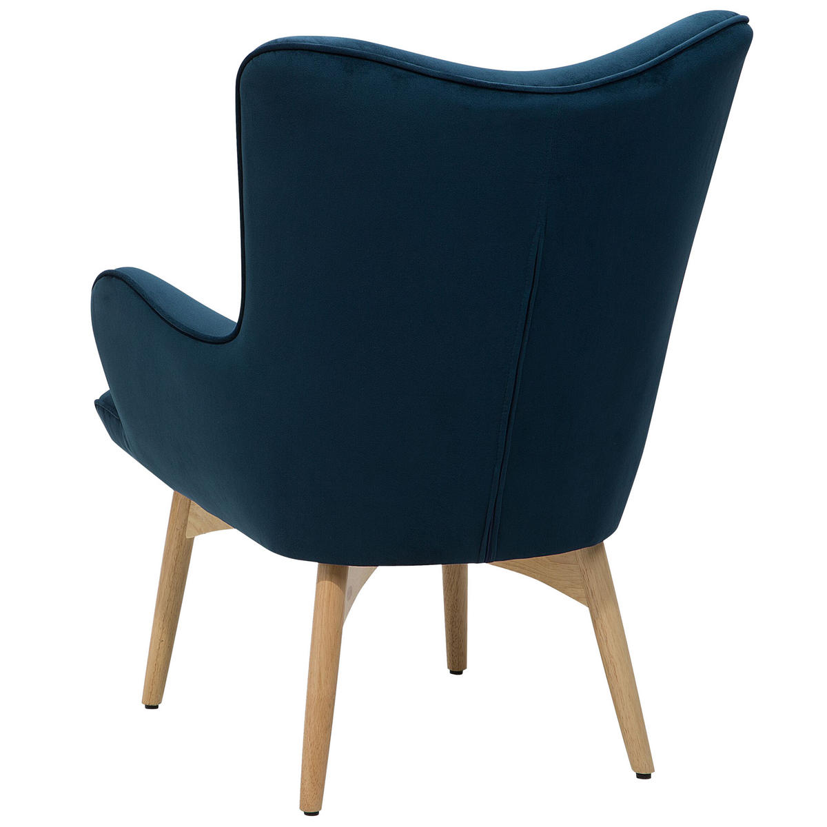 SESSEL Samtstoff blau mit Hocker Vejle - Hellbraun/Blau, Textil (81/100/78cm) - Beliani