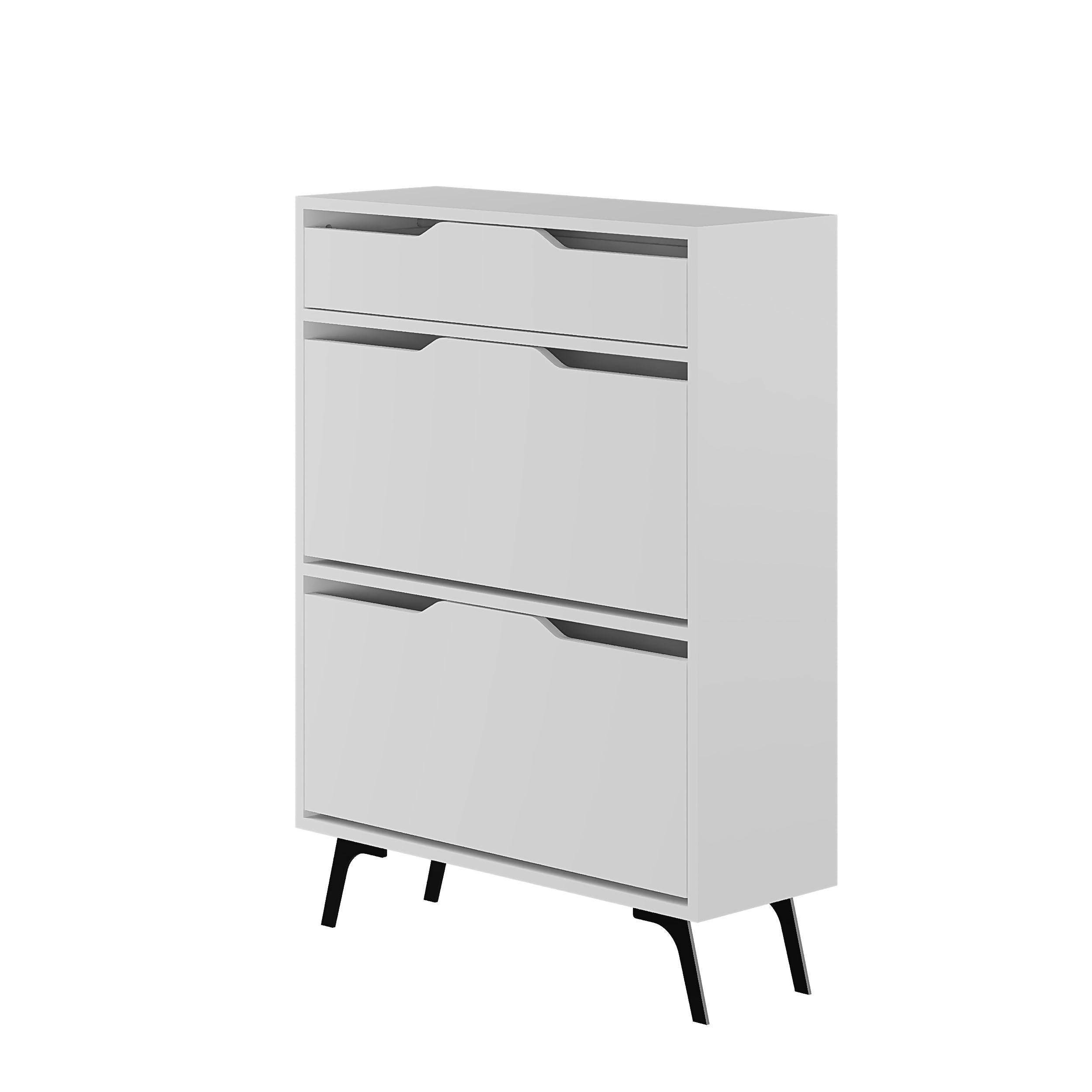 SCHUHSCHRANK Asta Weiß 82/110/29.5 cm - Weiß, Holzwerkstoff (81.6/110/29.5cm) - Decortie