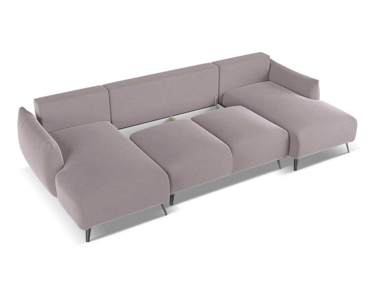 WOHNLANDSCHAFT Samt Stoff Violett - Lila/Flieder, Textil/Metall (317/86/162cm) - Makamii