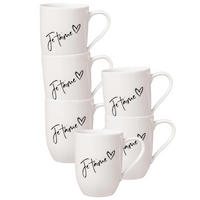 BECHER MIT HENKEL 'JE T'AIME' Becher Liebe Statement weiß 290 ml 6er Set - Weiß, Keramik (0.29L) - Villeroy & Boch