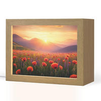 TISCHLEUCHTE Landschaft - Sonnenuntergang - Blumenfeld 20x15 cm - Dunkelblau, Holzwerkstoff (8/20/15cm) - OnlyWow