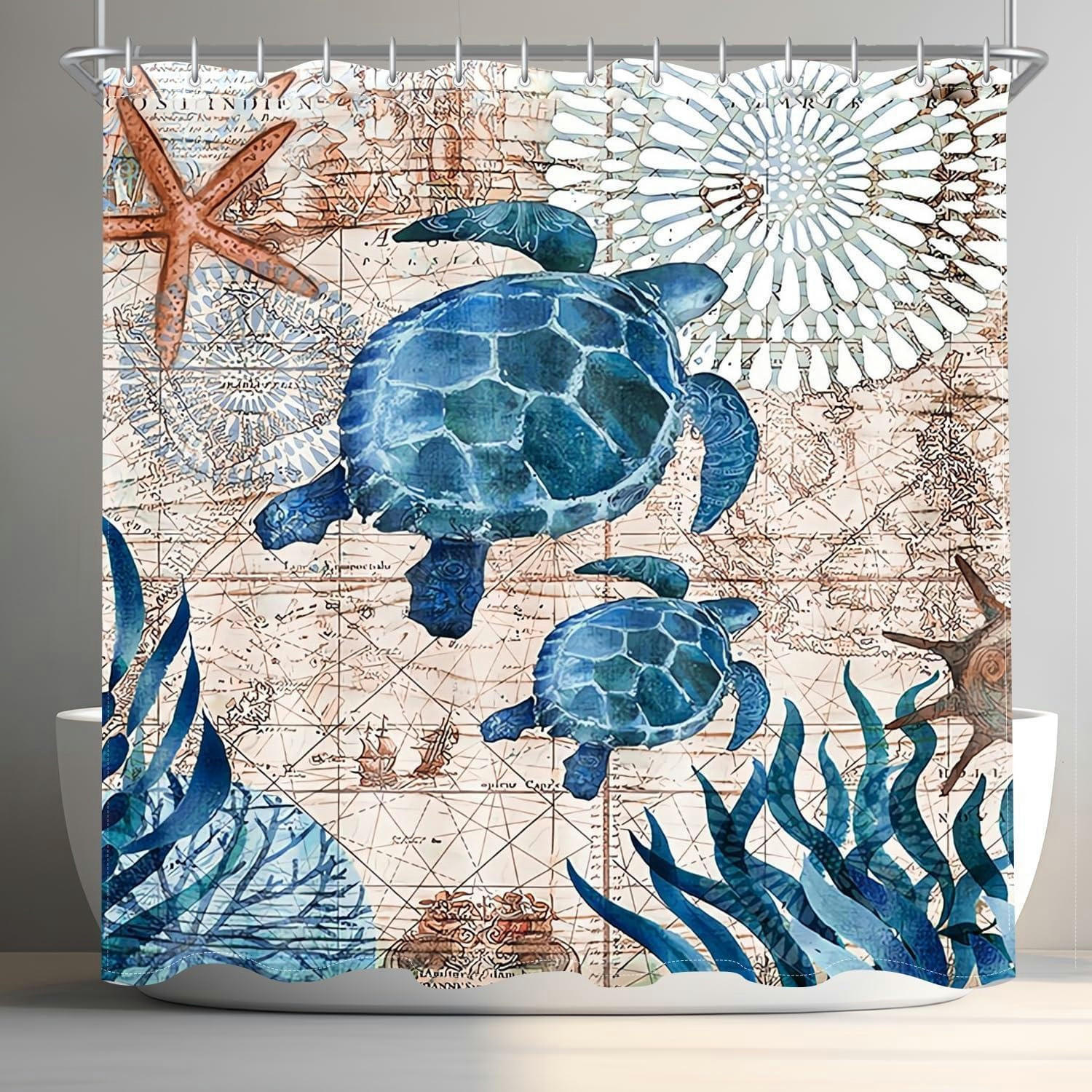 DUSCHVORHANG Meeresschildkröte 120 x 200 cm - Multicolor, Textil (120/200cm)