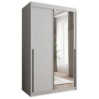SCHIEBETÜRENSCHRANK mit Spiegel 120 cm Breite, weiß mit schwarzem Griff - Schwarz/Weiß, Holzwerkstoff (250/200/62cm) - Home Collective