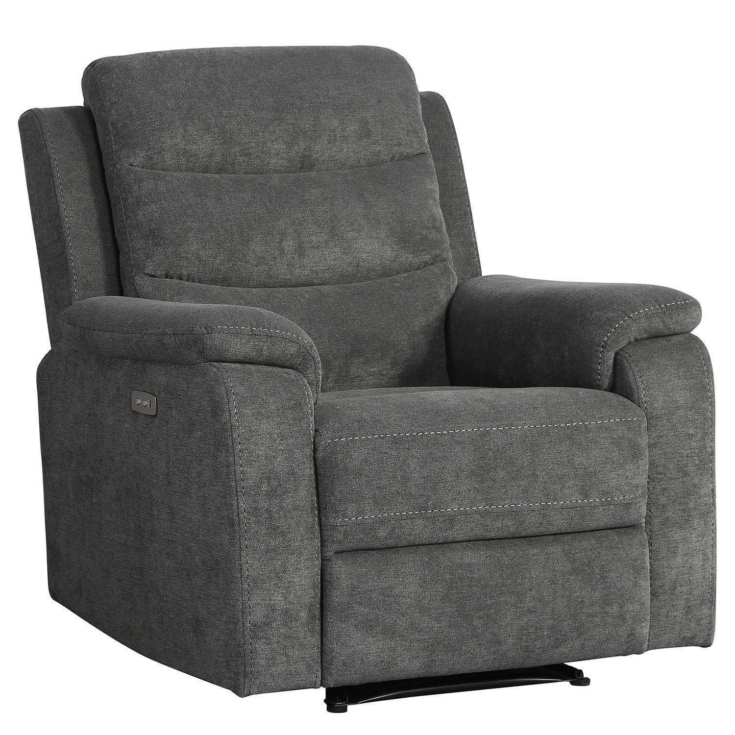 FERNSEHSESSEL - Grau - Microfaser - Eisen - 92 x 102 x 93 cm - Dunkelgrau/Schwarz, Kunststoff/Textil (92/102/93cm) - home24