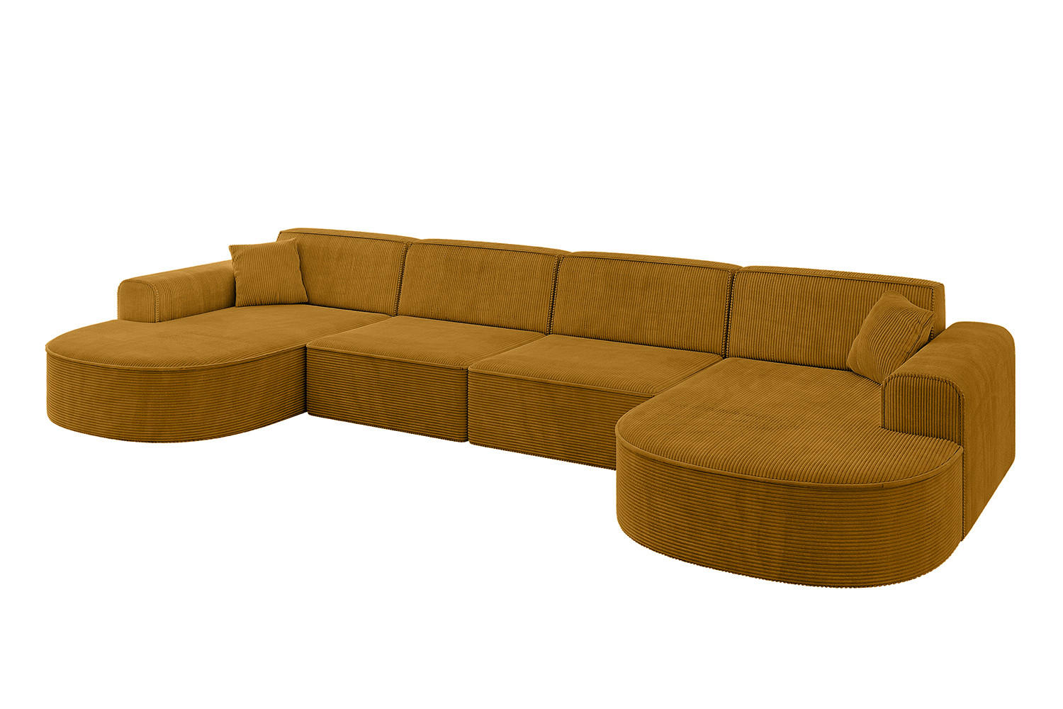 WOHNLANDSCHAFT MARI-U2 - 380x163x73,5 cm Senfgelb Cord - Gelb/Schwarz, Holzwerkstoff/Kunststoff (380/73.5/163cm) - ALTDECOR