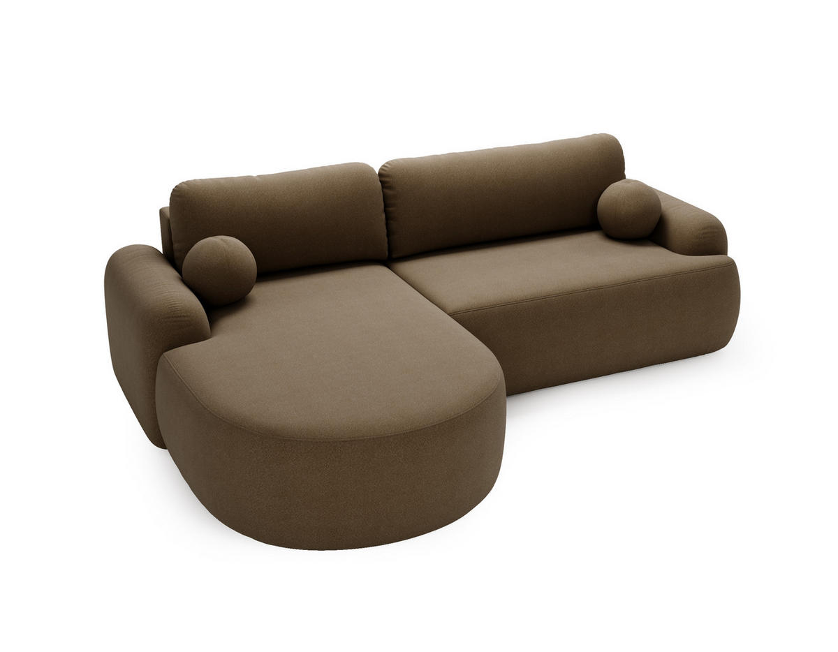 ECKSOFA DION BRAUN L - Links - Braun, Textil (261/177cm) - Luxkor24