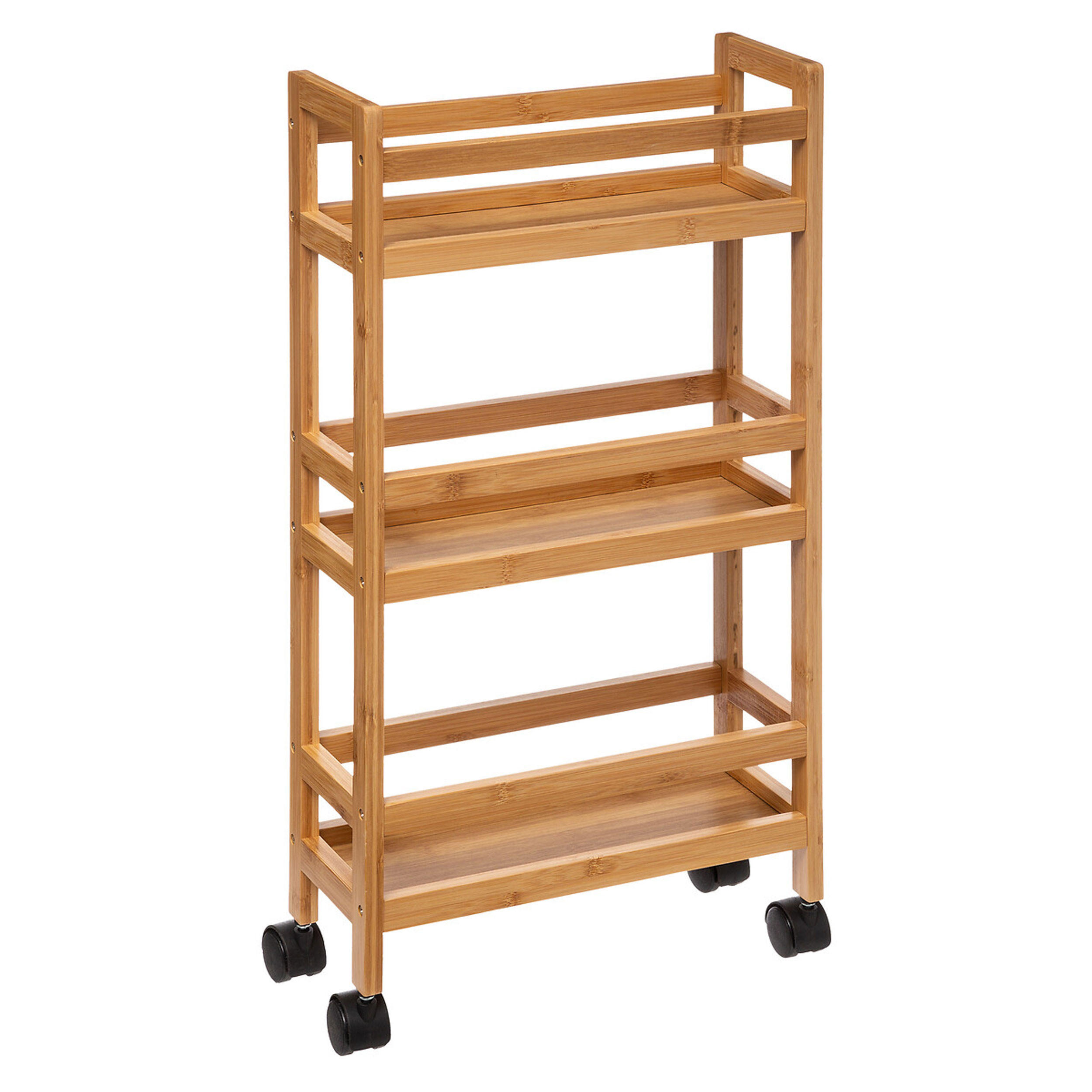 ROLLWAGEN-REGAL mit 3 Etagen, Bambus, Braun, 74.5 cm - Braun, Holz (20/10/50cm) - 5five Simply Smart